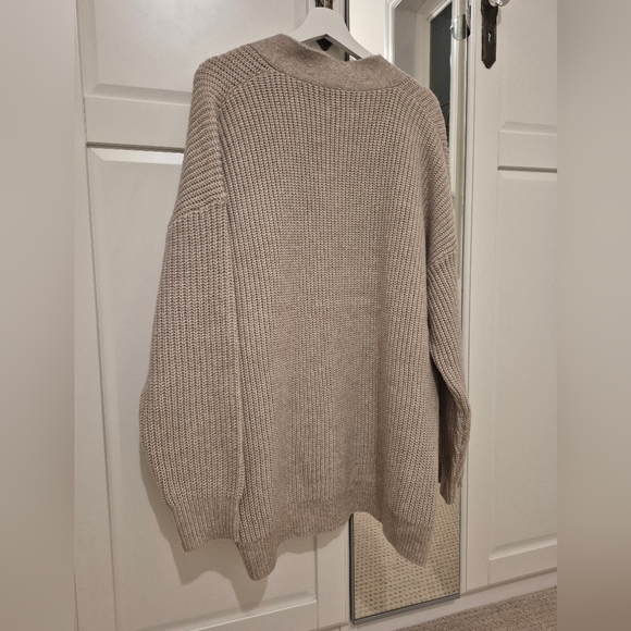 Hudson North Knit Oatmeal 2X Open Front Cardigan Sweater - Picture 6 of 9